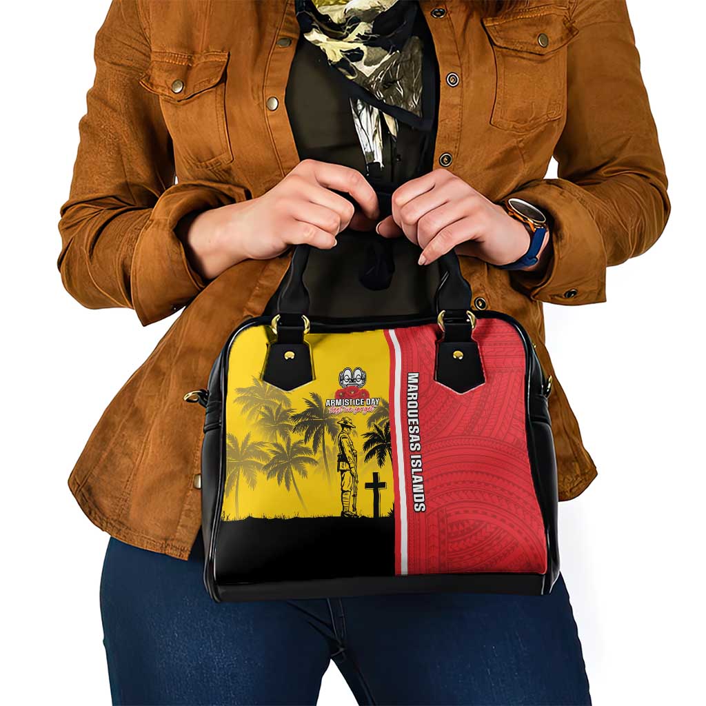 Marquesas Islands Armistice Day Shoulder Handbag Lest We Forget Flag Style