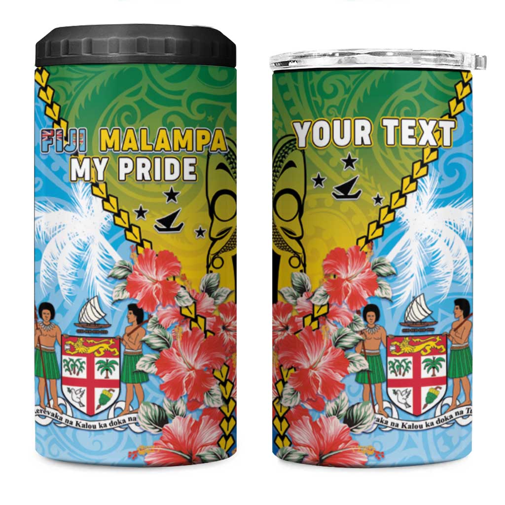 Personalised Malampa Fiji Day 4 in 1 Can Cooler Tumbler Tribal Pattern With Tropical Flowers LT05 One Size: 16 oz Colorful - Polynesian Pride