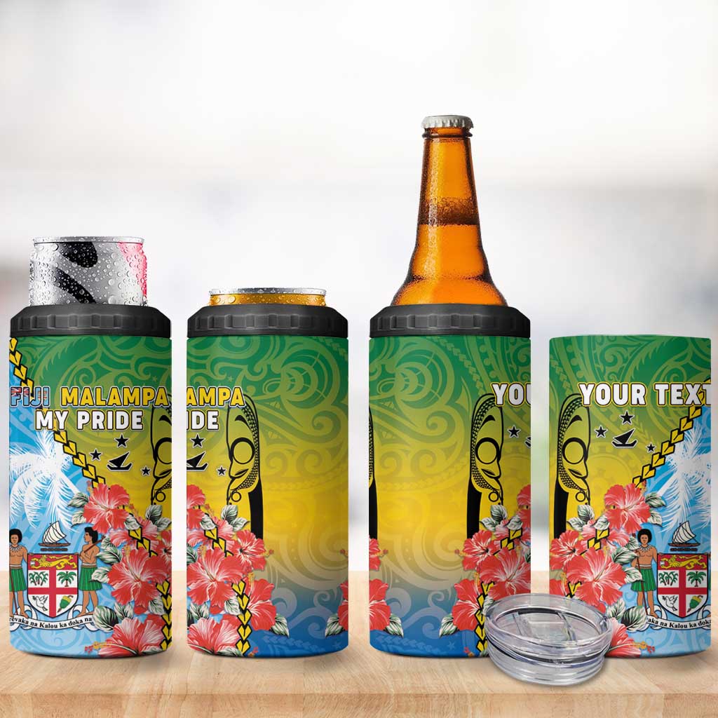 Personalised Malampa Fiji Day 4 in 1 Can Cooler Tumbler Tribal Pattern With Tropical Flowers LT05 - Polynesian Pride
