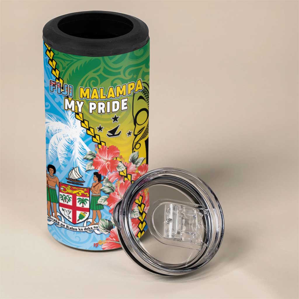 Personalised Malampa Fiji Day 4 in 1 Can Cooler Tumbler Tribal Pattern With Tropical Flowers LT05 - Polynesian Pride