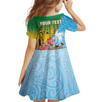 Personalised Malampa Fiji Day Family Matching Long Sleeve Bodycon Dress and Hawaiian Shirt Tribal Pattern With Tropical Flowers LT05 - Polynesian Pride