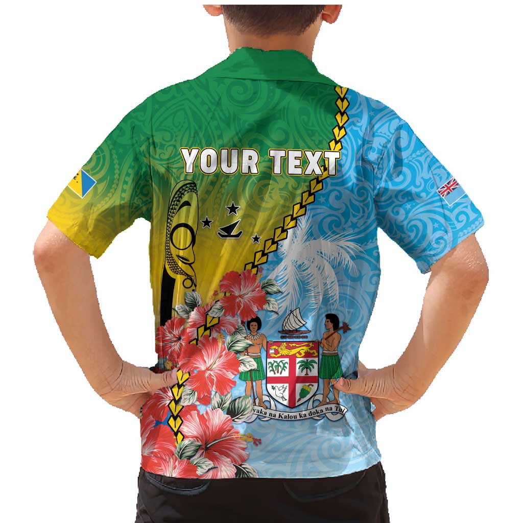 Personalised Malampa Fiji Day Family Matching Mermaid Dress and Hawaiian Shirt Tribal Pattern With Tropical Flowers LT05 - Polynesian Pride