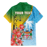Personalised Malampa Fiji Day Family Matching Mermaid Dress and Hawaiian Shirt Tribal Pattern With Tropical Flowers LT05 - Polynesian Pride