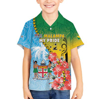 Personalised Malampa Fiji Day Family Matching Off The Shoulder Long Sleeve Dress and Hawaiian Shirt Tribal Pattern With Tropical Flowers LT05 Son's Shirt Colorful - Polynesian Pride
