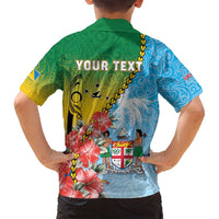Personalised Malampa Fiji Day Family Matching Off Shoulder Maxi Dress and Hawaiian Shirt Tribal Pattern With Tropical Flowers LT05 - Polynesian Pride