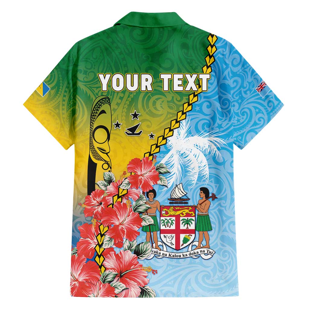 Personalised Malampa Fiji Day Family Matching Off Shoulder Maxi Dress and Hawaiian Shirt Tribal Pattern With Tropical Flowers LT05 - Polynesian Pride