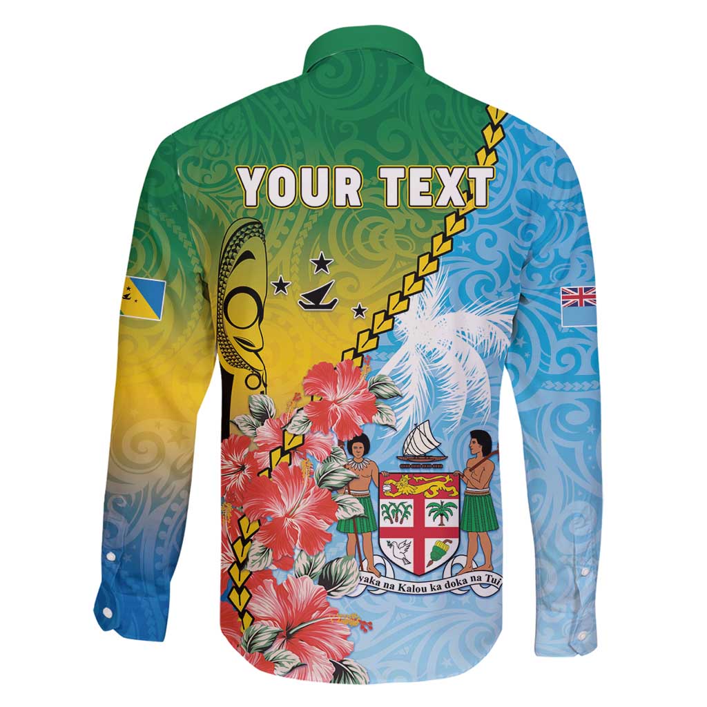 Personalised Malampa Fiji Day Family Matching Off Shoulder Maxi Dress and Hawaiian Shirt Tribal Pattern With Tropical Flowers LT05 - Polynesian Pride