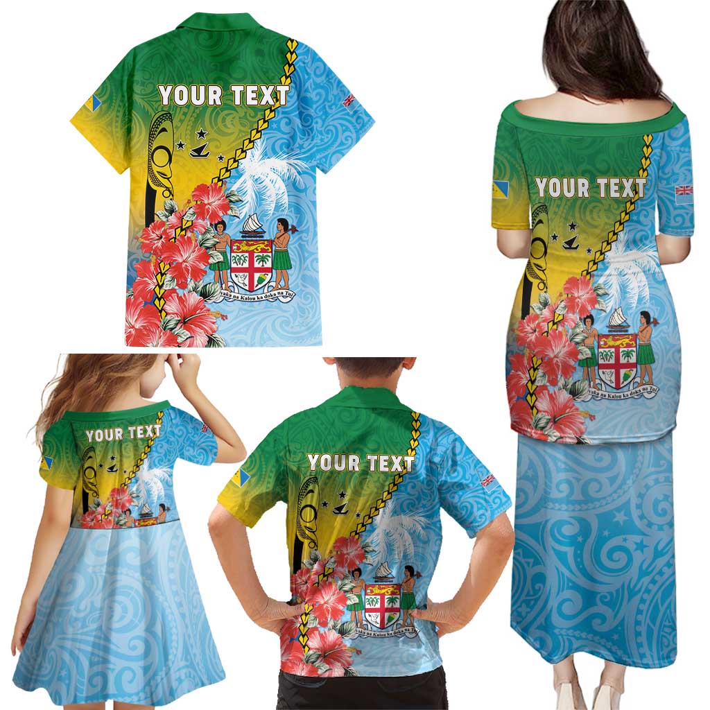 Personalised Malampa Fiji Day Family Matching Puletasi and Hawaiian Shirt Tribal Pattern With Tropical Flowers LT05 - Polynesian Pride