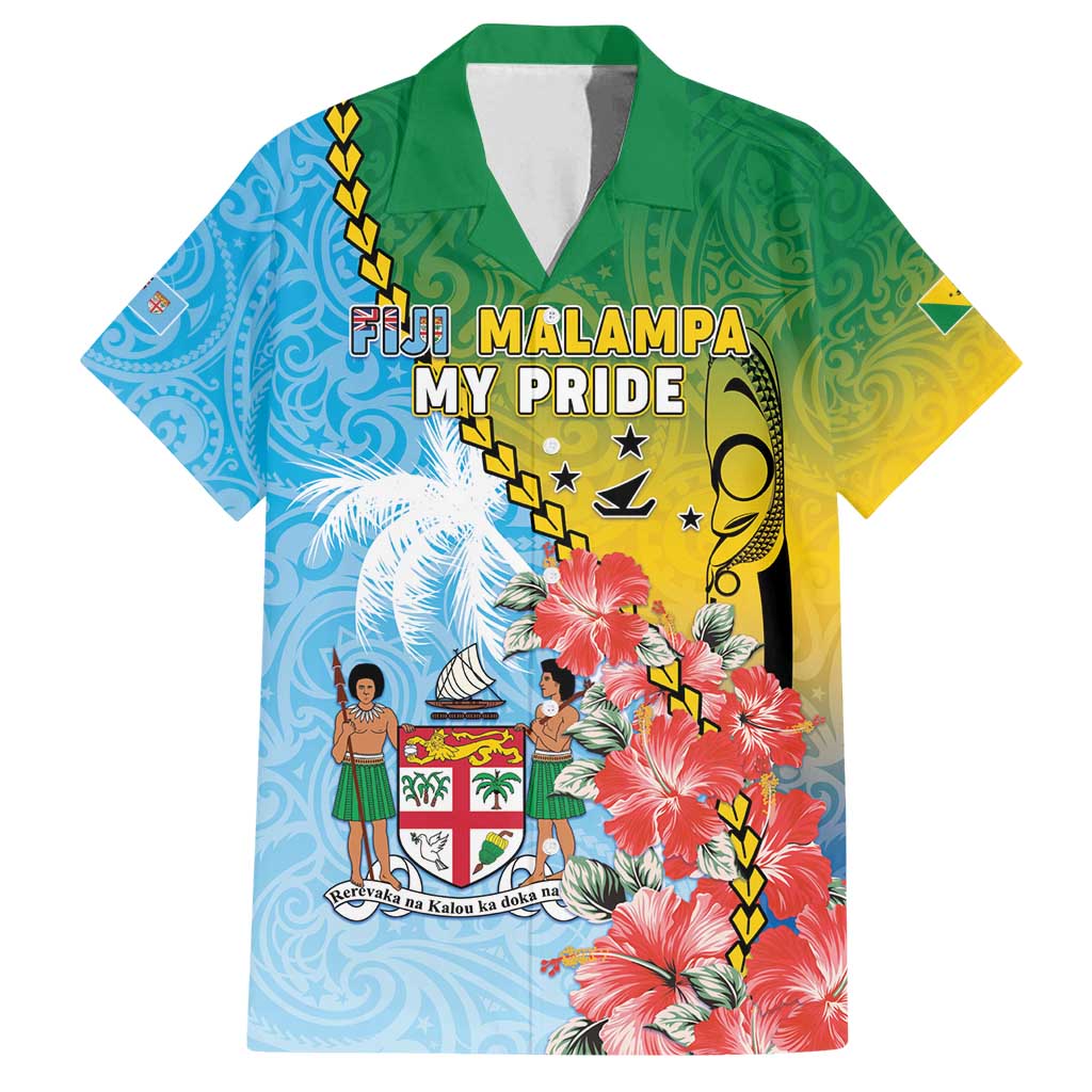 Personalised Malampa Fiji Day Family Matching Tank Maxi Dress and Hawaiian Shirt Tribal Pattern With Tropical Flowers LT05 Dad's Shirt - Short Sleeve Colorful - Polynesian Pride