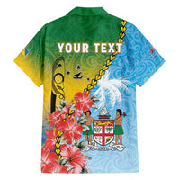 Personalised Malampa Fiji Day Hawaiian Shirt Tribal Pattern With Tropical Flowers - Polynesian Pride