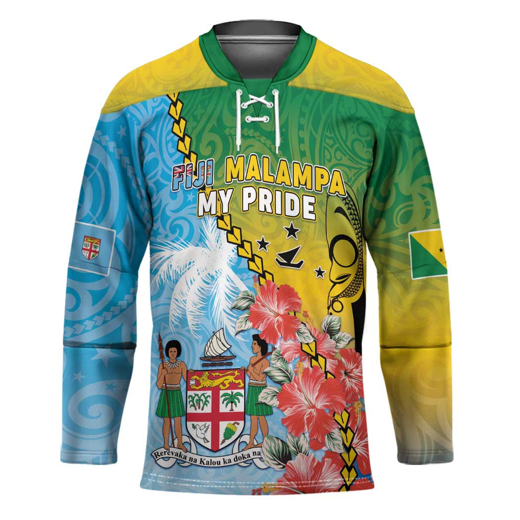Personalised Malampa Fiji Day Hockey Jersey Tribal Pattern With Tropical Flowers - Polynesian Pride