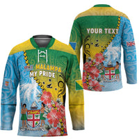 Personalised Malampa Fiji Day Hockey Jersey Tribal Pattern With Tropical Flowers - Polynesian Pride
