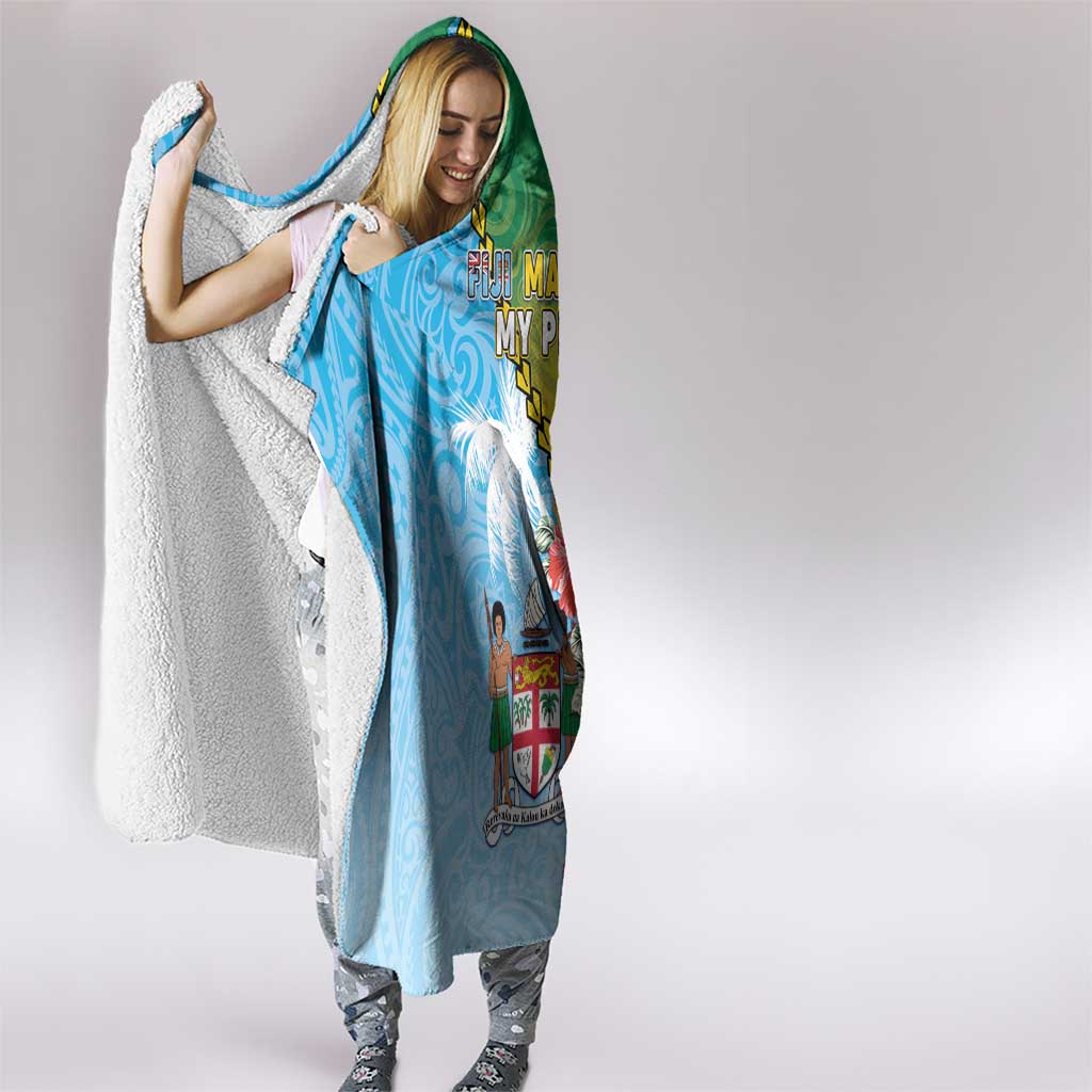 Malampa Fiji Day Hooded Blanket Tribal Pattern With Tropical Flowers - Polynesian Pride