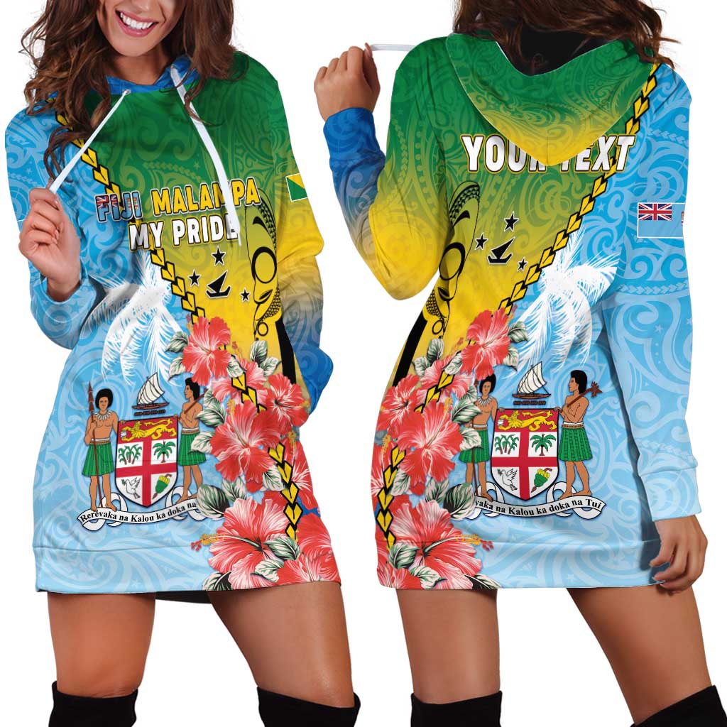 Personalised Malampa Fiji Day Hoodie Dress Tribal Pattern With Tropical Flowers LT05 - Polynesian Pride