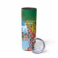 Personalised Malampa Fiji Day Skinny Tumbler Tribal Pattern With Tropical Flowers LT05 - Polynesian Pride