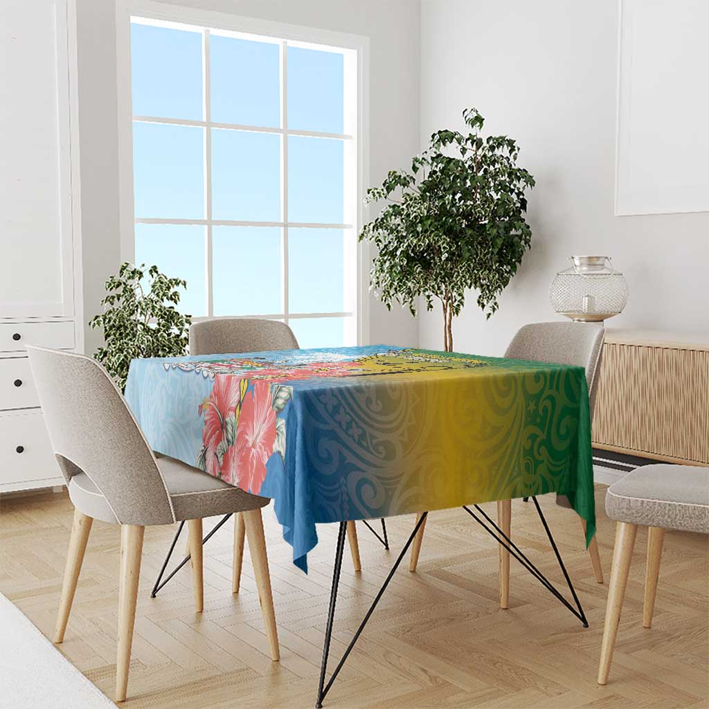 Malampa Fiji Day Tablecloth Tribal Pattern With Tropical Flowers - Polynesian Pride