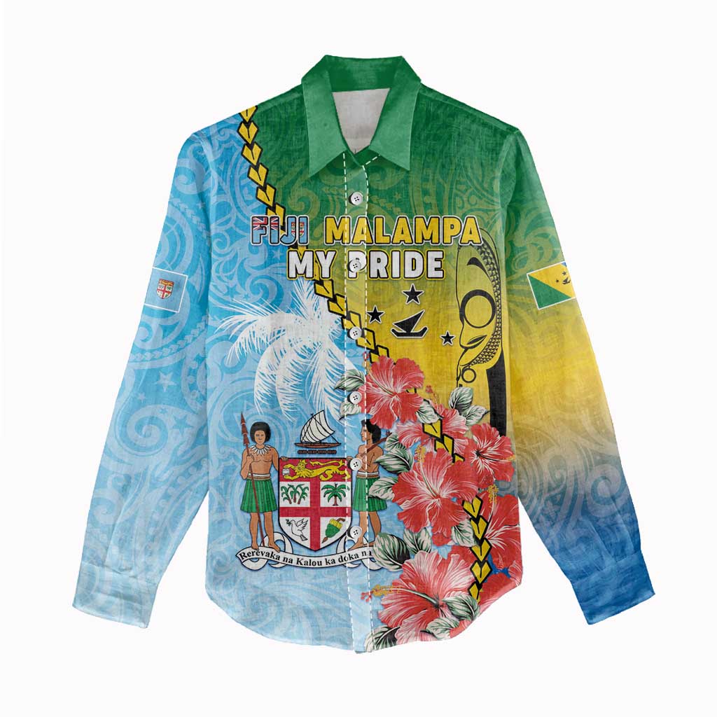 Personalised Malampa Fiji Day Women Casual Shirt Tribal Pattern With Tropical Flowers LT05 - Polynesian Pride