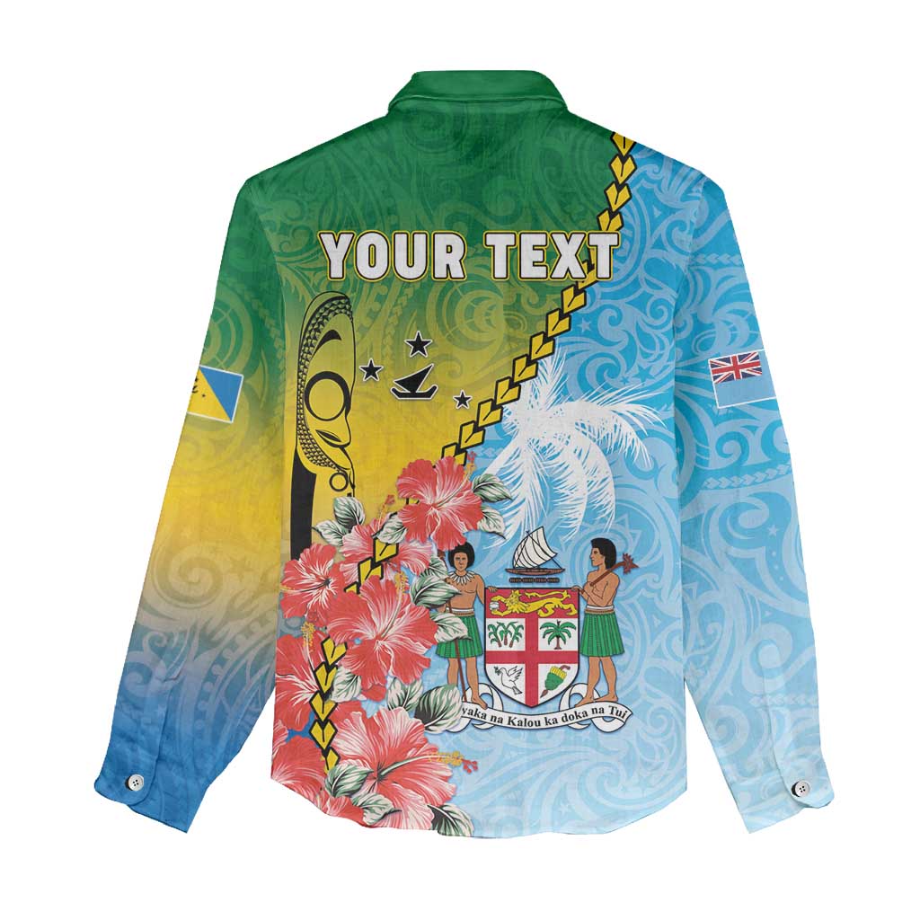 Personalised Malampa Fiji Day Women Casual Shirt Tribal Pattern With Tropical Flowers LT05 - Polynesian Pride