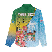 Personalised Malampa Fiji Day Women Casual Shirt Tribal Pattern With Tropical Flowers LT05 - Polynesian Pride