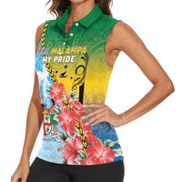 Personalised Malampa Fiji Day Women Sleeveless Polo Shirt Tribal Pattern With Tropical Flowers LT05 - Polynesian Pride