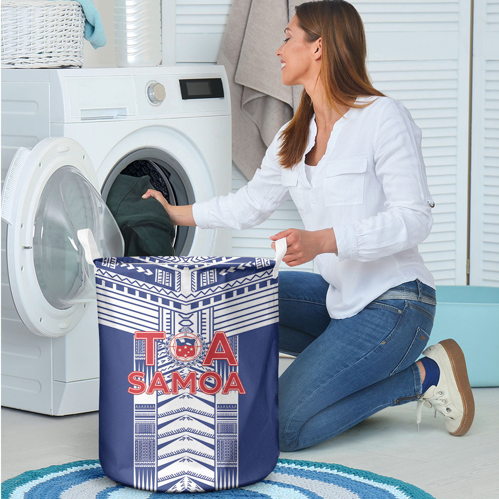 Rugby Toa Samoa Laundry Basket Samoan Tatau Blue Version LT05 - Polynesian Pride
