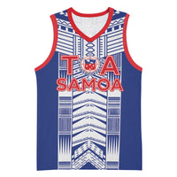 Custom Rugby Toa Samoa Basketball Jersey Samoan Tatau Blue Version LT05 Unisex Blue - Polynesian Pride