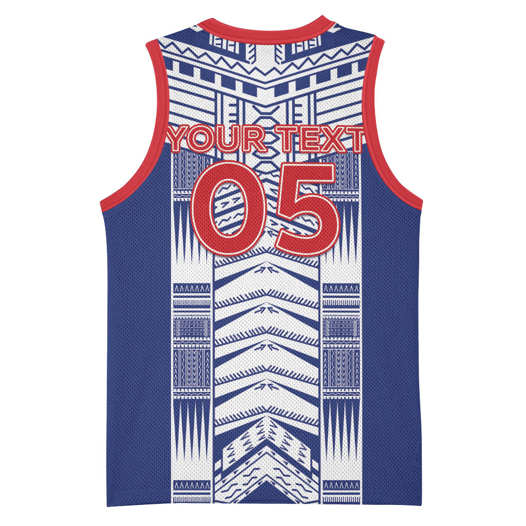 Custom Rugby Toa Samoa Basketball Jersey Samoan Tatau Blue Version LT05 - Polynesian Pride