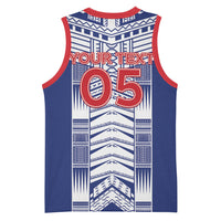 Custom Rugby Toa Samoa Basketball Jersey Samoan Tatau Blue Version LT05 - Polynesian Pride