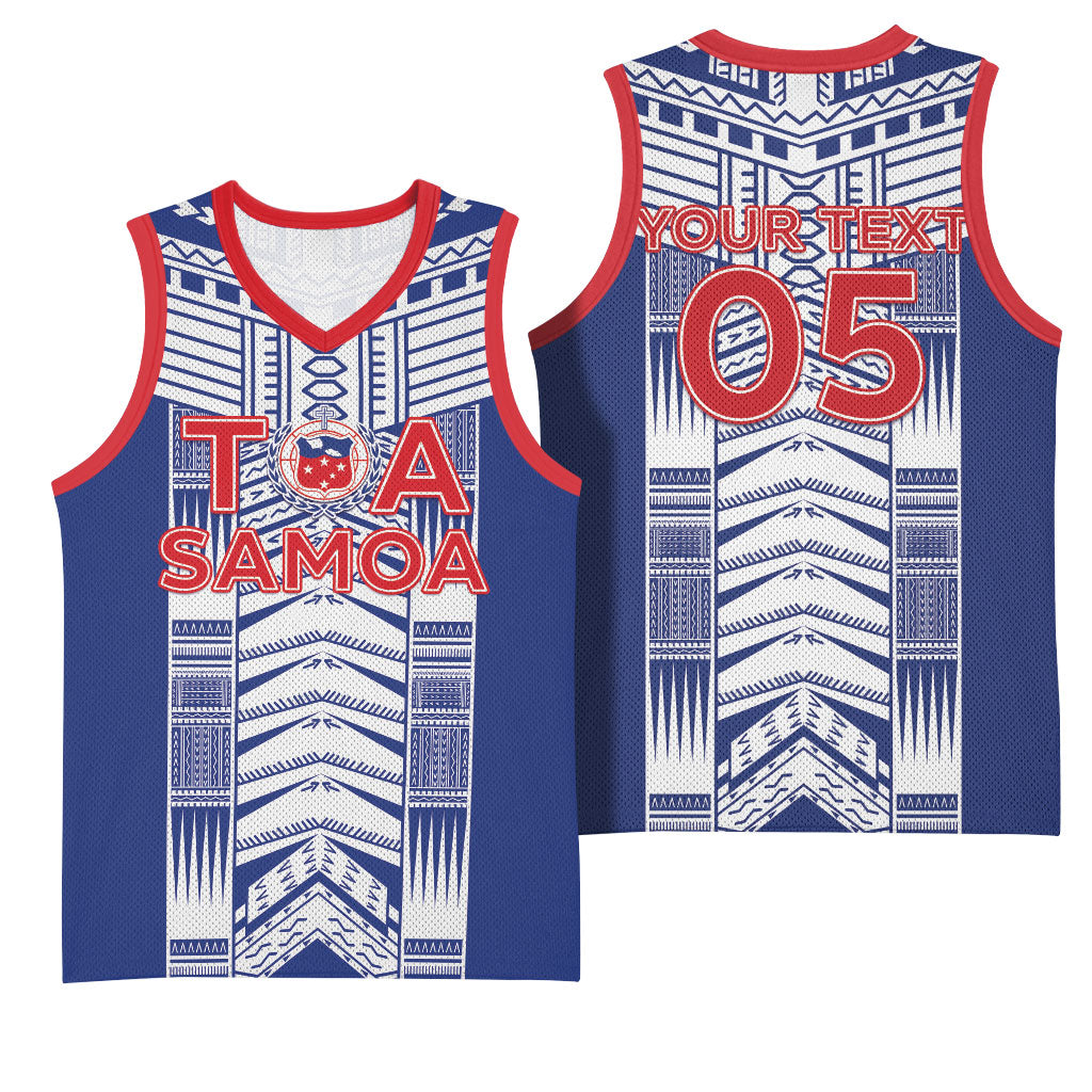 Custom Rugby Toa Samoa Basketball Jersey Samoan Tatau Blue Version LT05 - Polynesian Pride