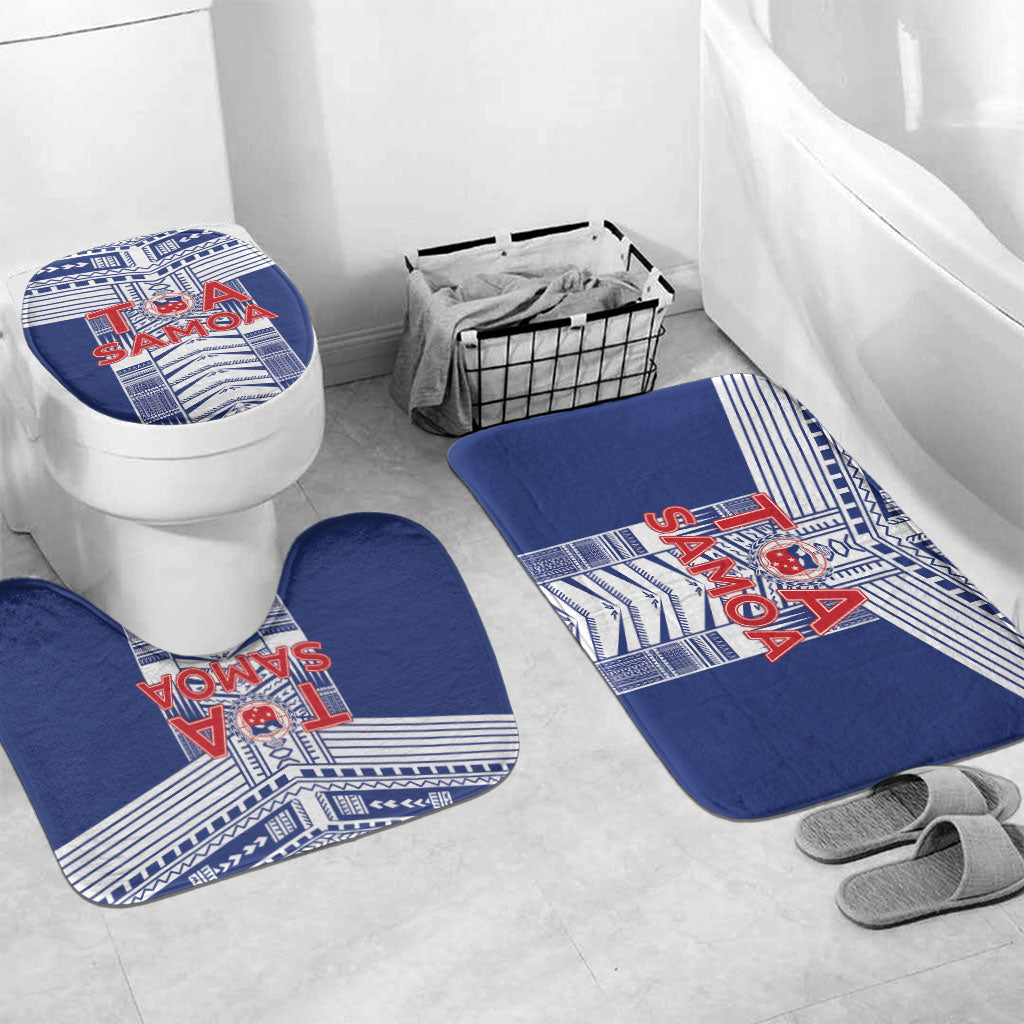 Rugby Toa Samoa Bathroom Set Samoan Tatau Blue Version LT05 Mat Set Only (3 pcs) One Size Blue - Polynesian Pride