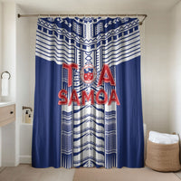 Rugby Toa Samoa Bathroom Set Samoan Tatau Blue Version LT05 Shower Curtain Only Blue - Polynesian Pride