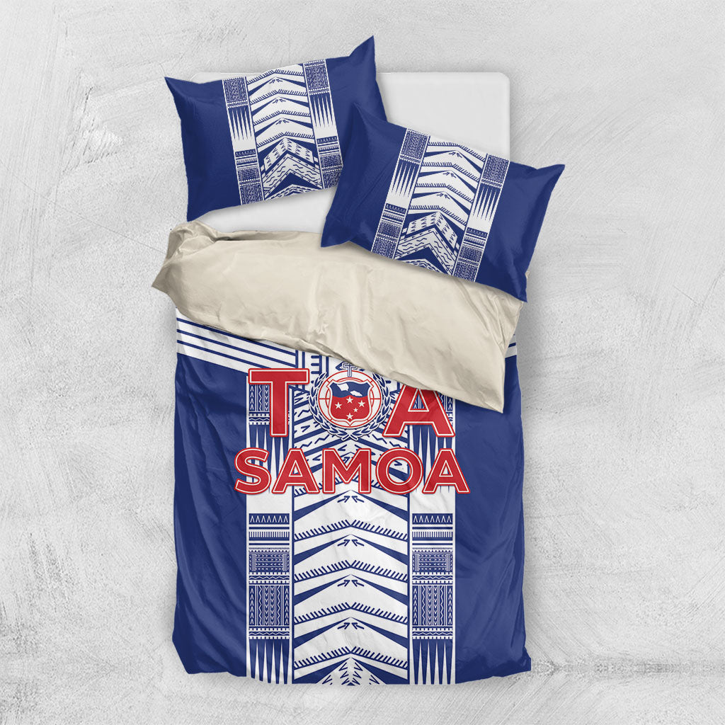 Rugby Toa Samoa Bedding Set Samoan Tatau Blue Version LT05 US Twin 172cm x 218cm Blue - Polynesian Pride