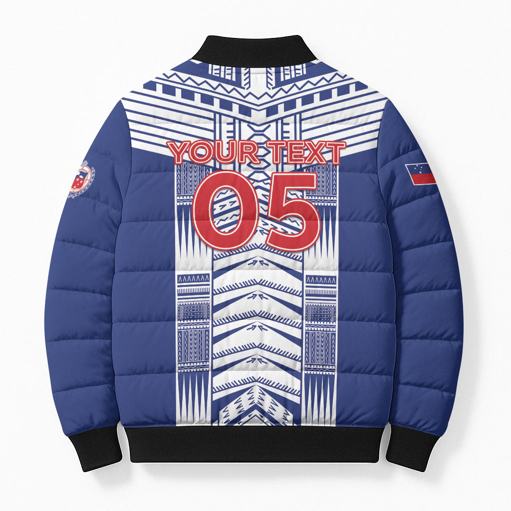 Custom Rugby Toa Samoa Bomber Puffer Jacket Samoan Tatau Blue Version LT05 - Polynesian Pride