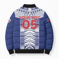 Custom Rugby Toa Samoa Bomber Puffer Jacket Samoan Tatau Blue Version LT05 - Polynesian Pride
