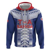 Custom Rugby Toa Samoa Hoodie Samoan Tatau Blue Version LT05 Zip Hoodie Blue - Polynesian Pride