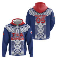 Custom Rugby Toa Samoa Hoodie Samoan Tatau Blue Version LT05 - Polynesian Pride
