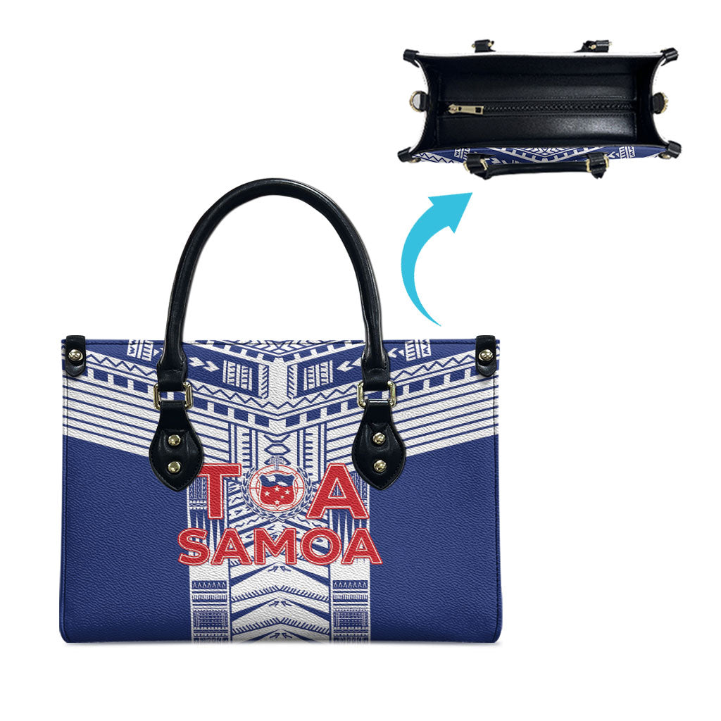 Rugby Toa Samoa Leather Bag Samoan Tatau Blue Version LT05 - Polynesian Pride