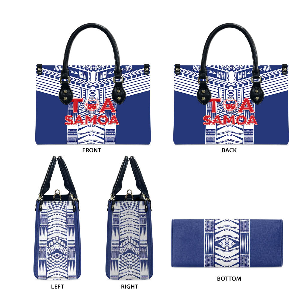 Rugby Toa Samoa Leather Bag Samoan Tatau Blue Version LT05 - Polynesian Pride