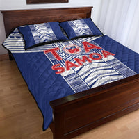 Rugby Toa Samoa Quilt Bed Set Samoan Tatau Blue Version LT05 - Polynesian Pride