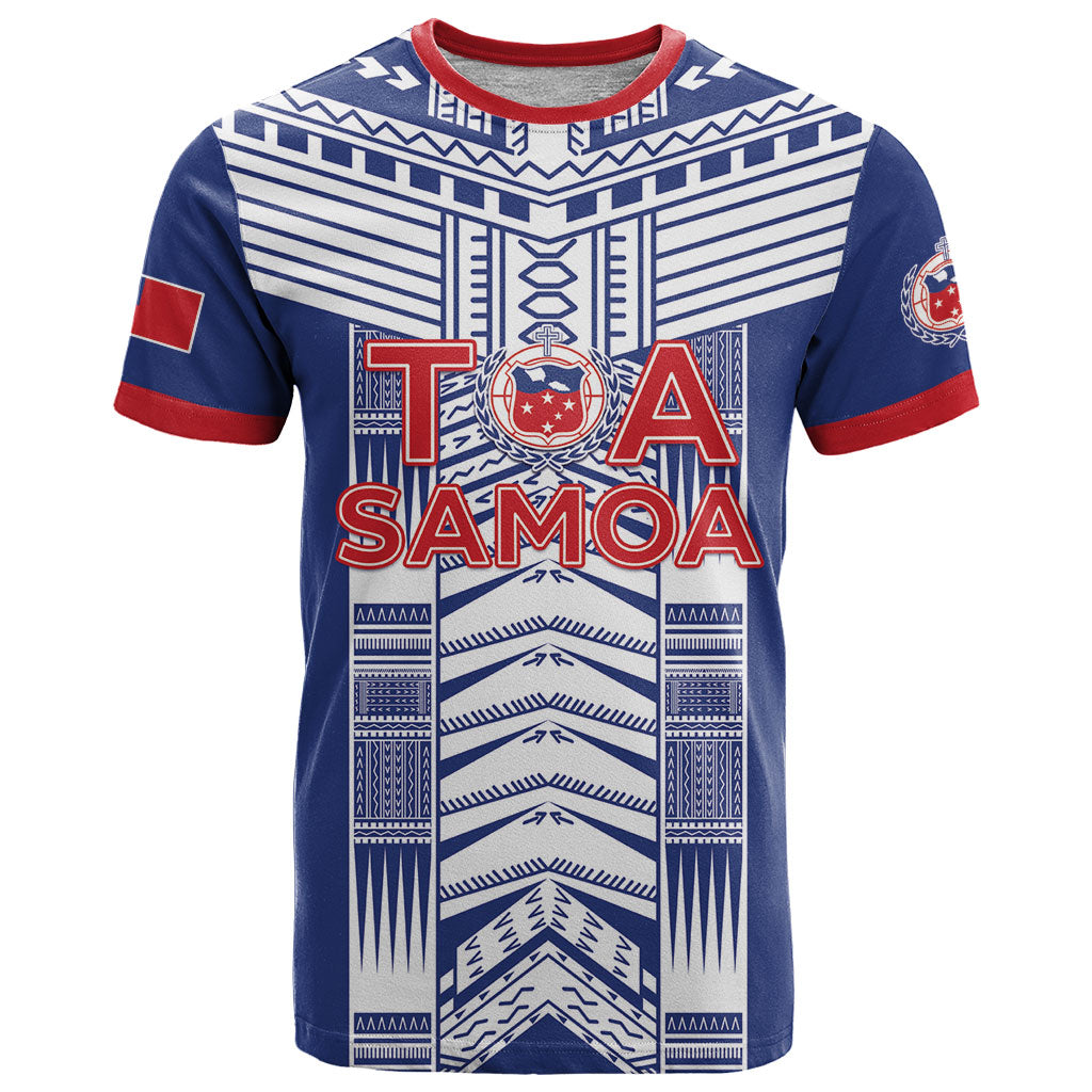 Custom Rugby Toa Samoa T Shirt Samoan Tatau Blue Version LT05 Blue - Polynesian Pride