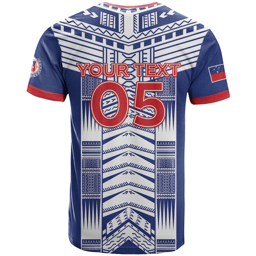 Custom Rugby Toa Samoa T Shirt Samoan Tatau Blue Version LT05 - Polynesian Pride