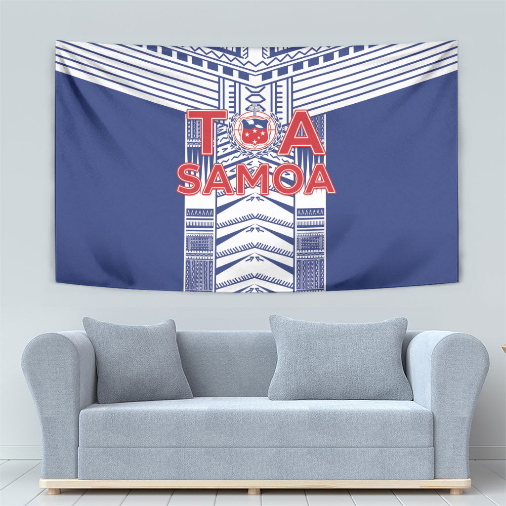 Rugby Toa Samoa Tapestry Samoan Tatau Blue Version LT05 - Polynesian Pride