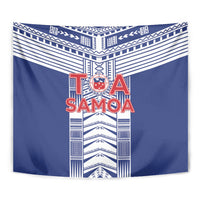 Rugby Toa Samoa Tapestry Samoan Tatau Blue Version LT05 - Polynesian Pride