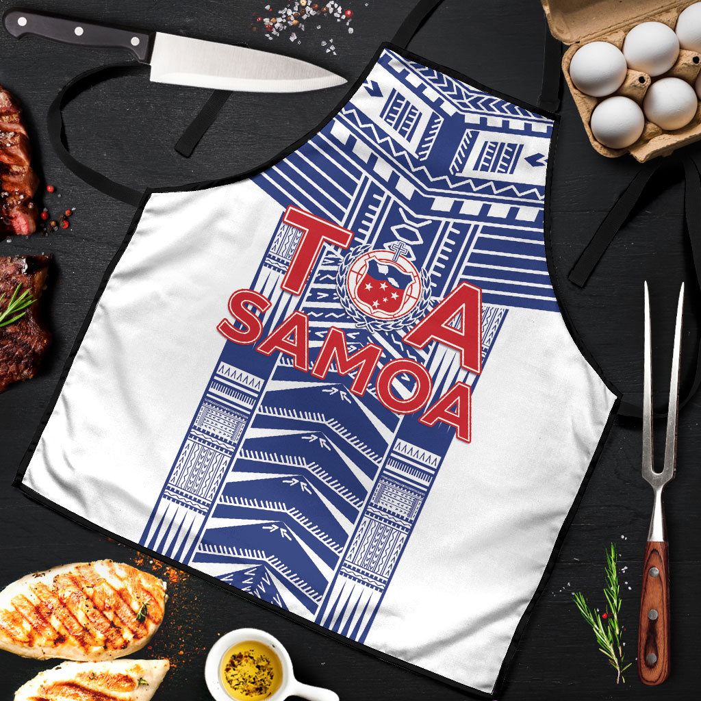 Rugby Toa Samoa Apron Samoan Tatau White Version LT05 White - Polynesian Pride