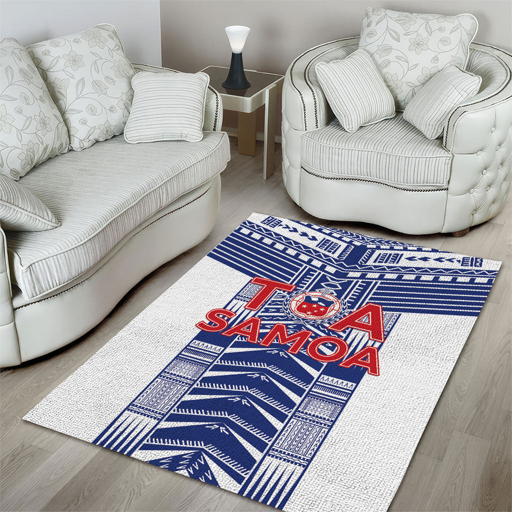 Rugby Toa Samoa Area Rug Samoan Tatau White Version LT05 - Polynesian Pride