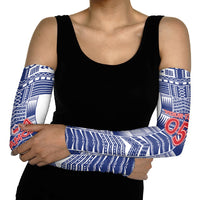 Custom Rugby Toa Samoa Arm Sleeves Samoan Tatau White Version LT05 - Polynesian Pride