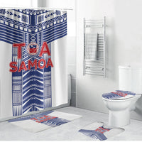 Rugby Toa Samoa Bathroom Set Samoan Tatau White Version LT05 Bathroom Set (4 pcs) White - Polynesian Pride