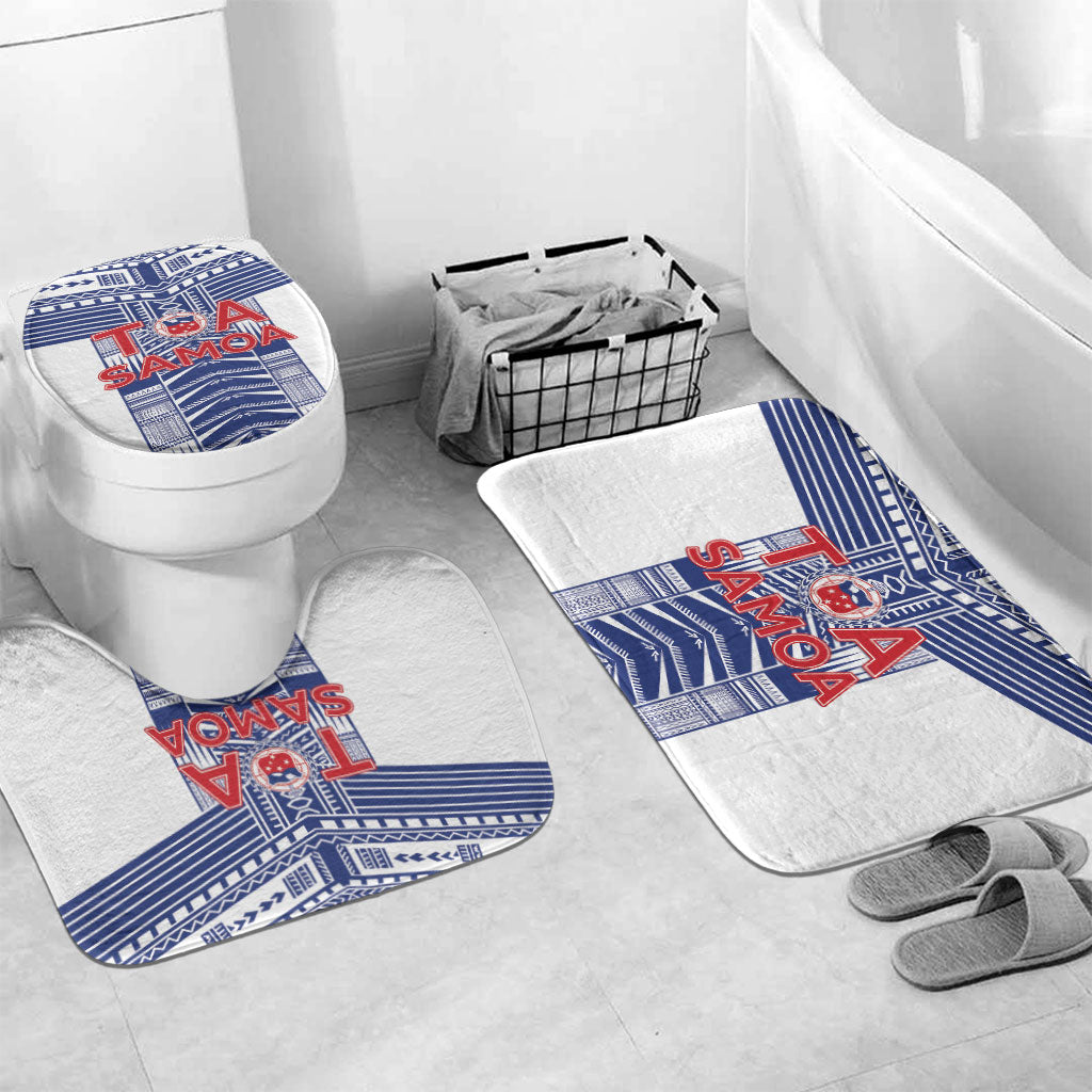 Rugby Toa Samoa Bathroom Set Samoan Tatau White Version LT05 Mat Set Only (3 pcs) One Size White - Polynesian Pride