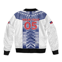 Custom Rugby Toa Samoa Bomber Jacket Samoan Tatau White Version LT05 - Polynesian Pride