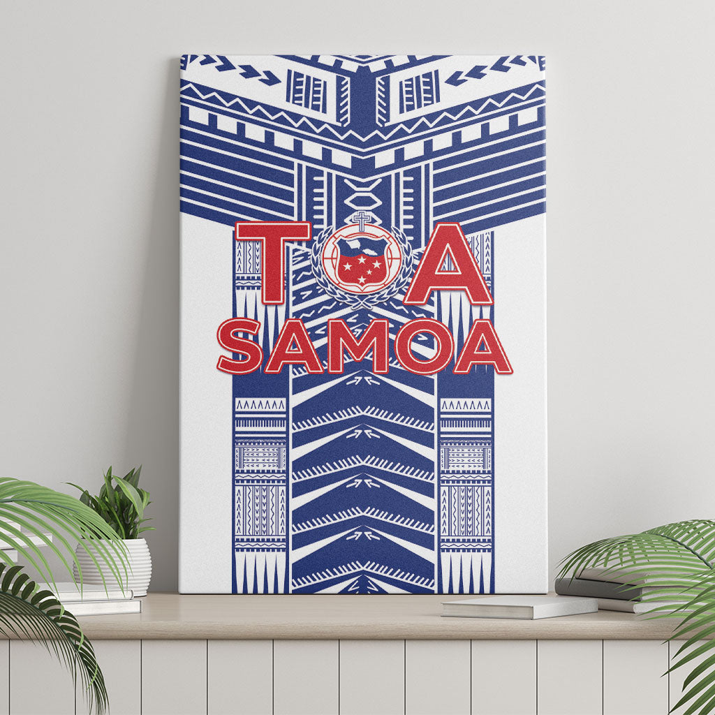 Rugby Toa Samoa Canvas Wall Art Samoan Tatau White Version LT05 - Polynesian Pride
